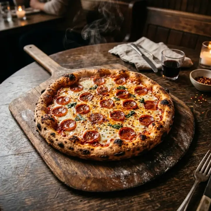 Award-winning Bella Pizza signature pie, voted the best pizzeria in New Jersey
